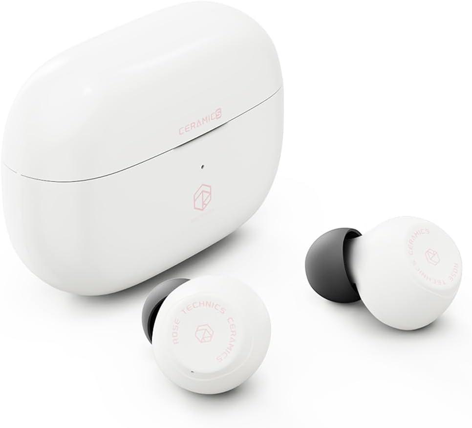 ROSESELSA Ceramics Budget Wireless Earbuds, High-Fidelity Sound, 60ms Gaming Earphones, 35H Playtime with Super Charge, IPX5 Sweat Resistant, Dual Connectivity, Bluetooth 5.3, ENC (White)