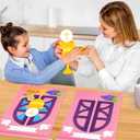WATINC First Communion Banner Kit - 12 Set Holy 1st Communion Felt Banner Kit Baptism Christian Cross DIY Craft Decorations, Make Your Own Sunday School Church Hanging Crafts Supplies for Girls (Pink)
