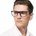 MARE AZZURO Oversized Square Reading Glasses Men Large Readers 1.0 1.25 1.5 1.75 2.0 2.25 2.5 2.75 3.0 3.5 4.0 5.0 6.0 (Blue)