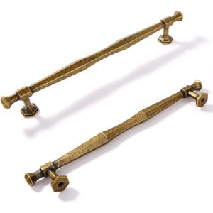 Antique Brass Cabinet Pulls 7-1/2 Inch(192mm) Hole Center,Vintage Retro Zinc Alloy Solid Drawer Pull Dresser Cabinet Handles Hardware for Bedroom, Kitchen 6 Pack 