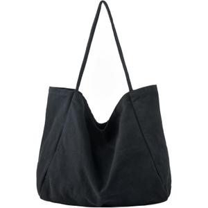 Canvas Tote Bag for Women Large Hobo Shoulder Bag for Work Travel Casual Message Bag Tote Purse handbags (0-black)