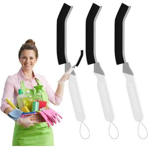 Crevice Cleaning Brushes, Scrub Brush Tool for Hard to Reach Tight Spaces, Home Essentials Cleaning Supplies for Shower, Bathroom, Kitchen, Toilet, Window (3, White)