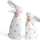 Valery Madelyn Easter Bunny Decorations for Home, 2Pcs Ceramic White Rabbit Statue Figurine Spring Decor, Easter Gift Tabletop for Indoor Outdoor Garden Lawn Yard Decor Table Centerpieces (Large)