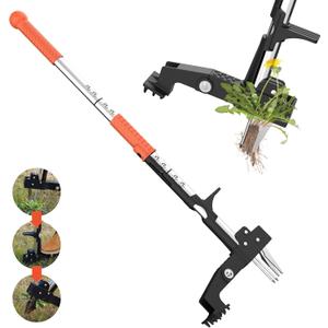 Weed Puller Tool, Gardening Stand-Up Weeder Puller with Ergonomic 39.3" Long Handle and 4 High-Strength Stainless Steel Claws, Easily Remove Weeds Without Bending, Pulling, or Kneeling