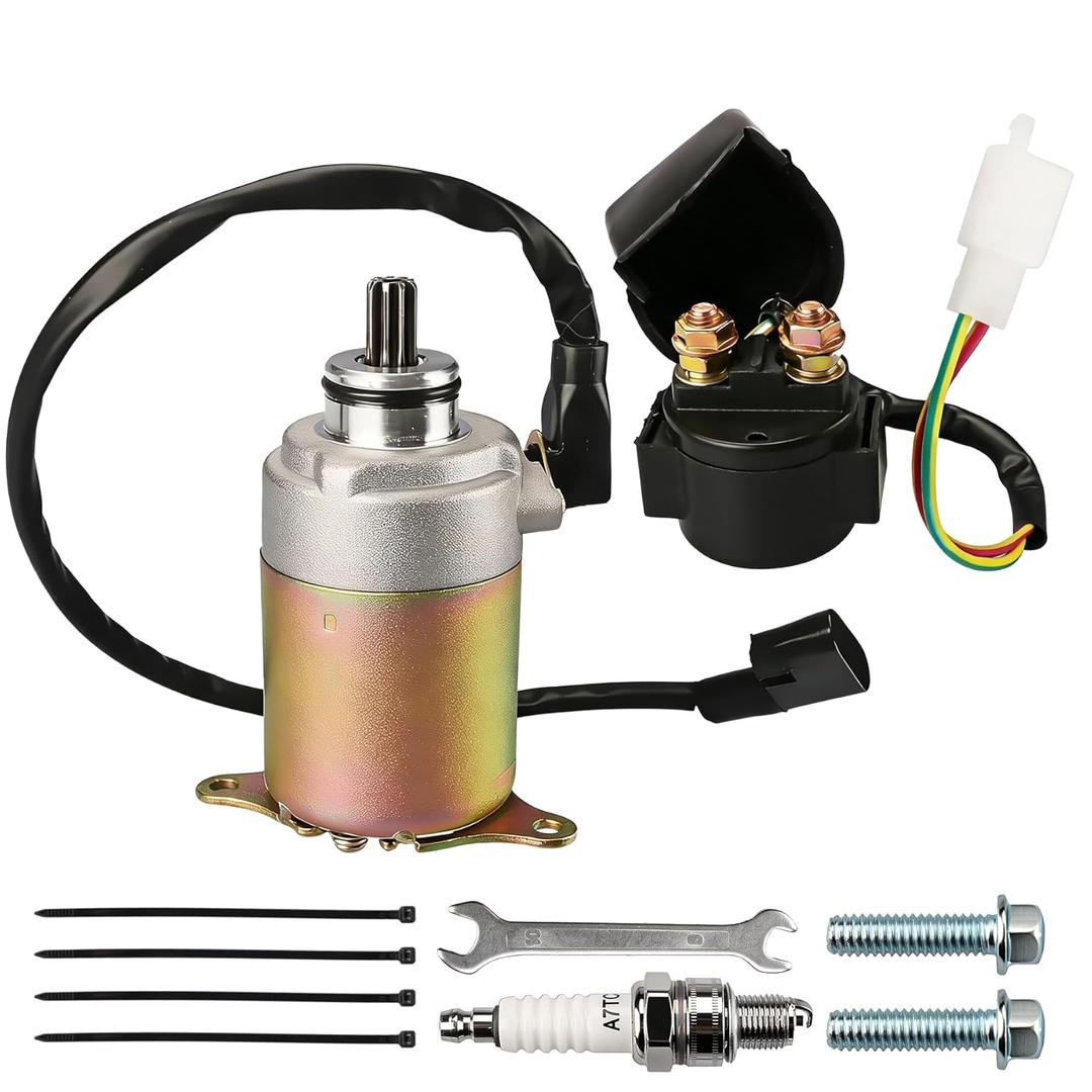 GY6 Starter MotorStarter Relay Solenoid Compatible with 50cc 150cc 200cc 250cc ATV Go Karts ATV Scooter Moped Dune Buggys Quad 4 Wheelers TAOTAO Baja4-Stroke GY6 EngineTeeth: 9