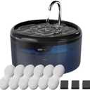 Cat Water Fountain for Cats Inside: Pet Water Fountain - Auto Cat Drinking Fountain - Faucet Kitty Water Dispenser with LED Light - Silent Water Bowls for Small Animal - 2.4L Waterer with 9 Filters