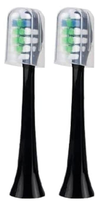 2 Pack Replacement Toothbrush Heads Compatible with fairywill P11 T9 Electric Toothbrush, W Shape Bristle Designed, Soft and Sanitary for Model P11 T9 Toothbrushes (Black)