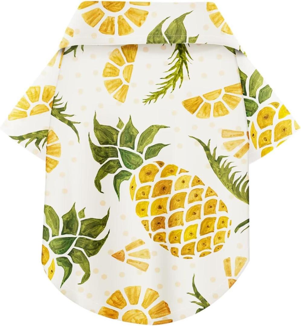 Hawaiian Dog Shirt Lightweight and Breathable Summer T-Shirt with Tropical Prints, Fun Beach Outfit for Small, Medium, and Large Dogs, Perfect for Hot Days and Outdoor Vacation.Pineapple, 3XL