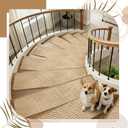 Dunzy 15 Pcs Boho Stair Treads for Wooden Steps Indoor 8" x 30" Non-Slip Carpet Stair Treads, Washable Adhesive Runner Rugs, 3D Peel and Stick, for Elders and Dogs, Pets, Khaki, Each is About 8 X 30 Inches