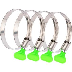 4-Pack 3 Inch Stainless Steel Hose Clamps, 12mm Bandwidth Key-Style Thumb Screw Adjustable Dryer Vent & Duct Clamp for Secure Connection on Automotive, Dust Collector, and Appliance Hoses