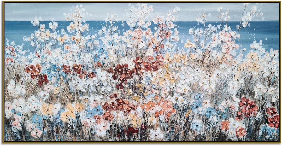 Yihui Arts Framed Flower Canvas Wall Art Enhance Home Decor, 48"L x 24"W