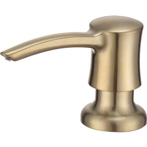 Soap Dispenser for Kitchen Sink, Built in Sink Soap Dispenser Brushed Gold 360 Swivel ABS Pump Head Champagne Gold with 11 Ounce Soap Bottle