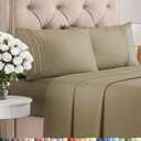 Queen Size 4 Piece Sheet Set - Comfy Breathable & Cooling Bed Sheets Set - Hotel Luxury Bedding for Women, Men, Kids, Teens, Boys & Girls - Deep Pockets, Ultra-Soft, Wrinkle Free - Oeko-Tex - Khaki