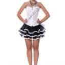 HNGHOU Women's Plus Size Corset Bustier Lace Up Overbust Bustier Lingerie Bodyshaper Tops (White, S)