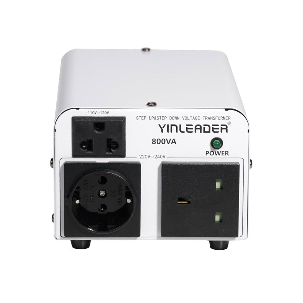 Yinleader 800W Voltage Converter Step Up 110V-120V to 220V-240V & Step Down 220V-240V to 110V-120V Power Transformer w/US Power Cord,Circuit Breaker Protection (VTUS-800) White