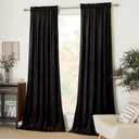 NICETOWN Black Velvet Blackout Curtains 96 inch Long for Bedroom and Living Room, Thermal Curtains Solid Heavy Matt Rod Pocket Drapes/Window Treatments for Hall, Theater (2 Pieces, 52 W)