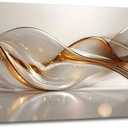 Modern Large Living Room Canvas Wall Art Gold Abstract Lines Decor painting Pictures Transparent Wave Neutral Posters Prints for Bathroom Bedroom Office Hallway Home Decoration