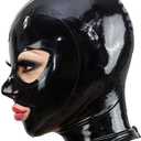 Black Latex Hood Mask Full Face Riding Hood for Party Cosplay Latex Mask for Halloween Christmas Party