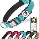 Reflective Dog Collar with AirTag Holder for Large Dogs Soft Nylon Blue Sized L