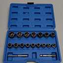 18Pcs Screw Puller Kit, Multi-Spline Hex Head, 3/8 Inch Drive Easy Removal Bolt Puller Kit for Removing Stripped, Rounded, Damaged, Broken, Screws and Bolts Removal Kit