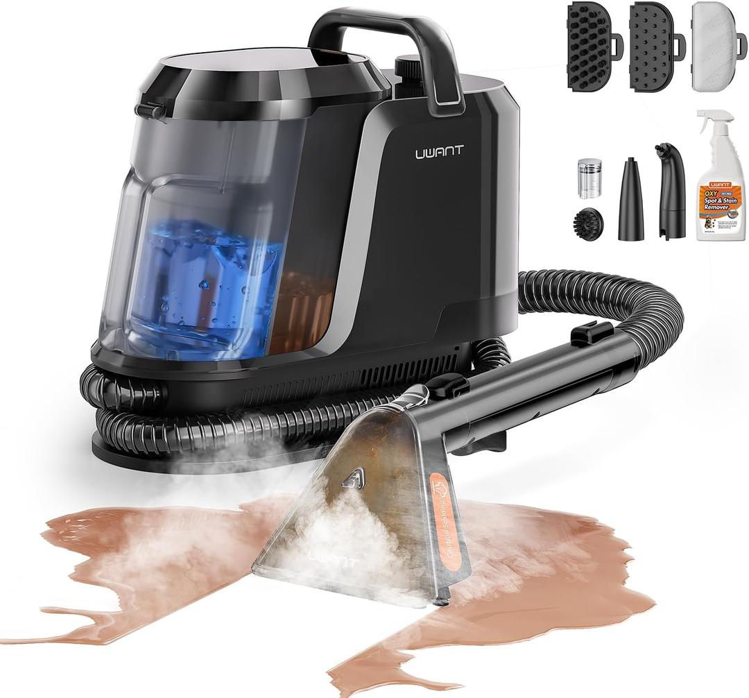 Uwant Carpet Cleaner Machine with Steam&Hot&Cold Water System 18Kpa Powerful Suction Upholstery Cleaner Machine with Pet Pro Cleaner for Pets, Carpet Steam Cleaner Set of 1