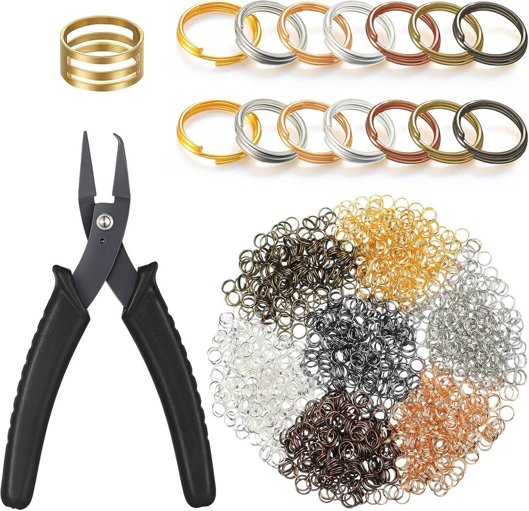 Hotop 1402 Pieces Split Jump Rings Set, Double Closed Jump Ring Multi Color Jewelry with Craft Loop Opener and Split Ring Plier for DIY Necklace Bracelet Craft Making