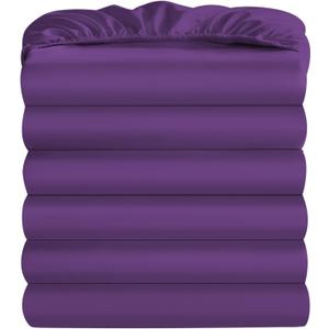 Maple&Stone Twin Fitted Sheet Only - Bulk Pack of 6 Bottom Sheets - Premium Soft & Breathable, Brushed Microfiber Fabric for Twin Size, Purple