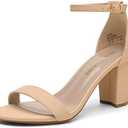 DREAM PAIRS Women's Chunk Low Heel Pump Sandals, 8