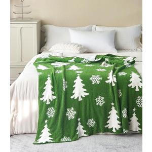 NIDITW Ultra Soft Cozy Snowflake Christmas Tree Throw Blanket Microfiber Knitted Blanket Lightweight Fluffy Fleece Blanket for Home Sofa Couch 50x60 Inches (Christmas Tree)