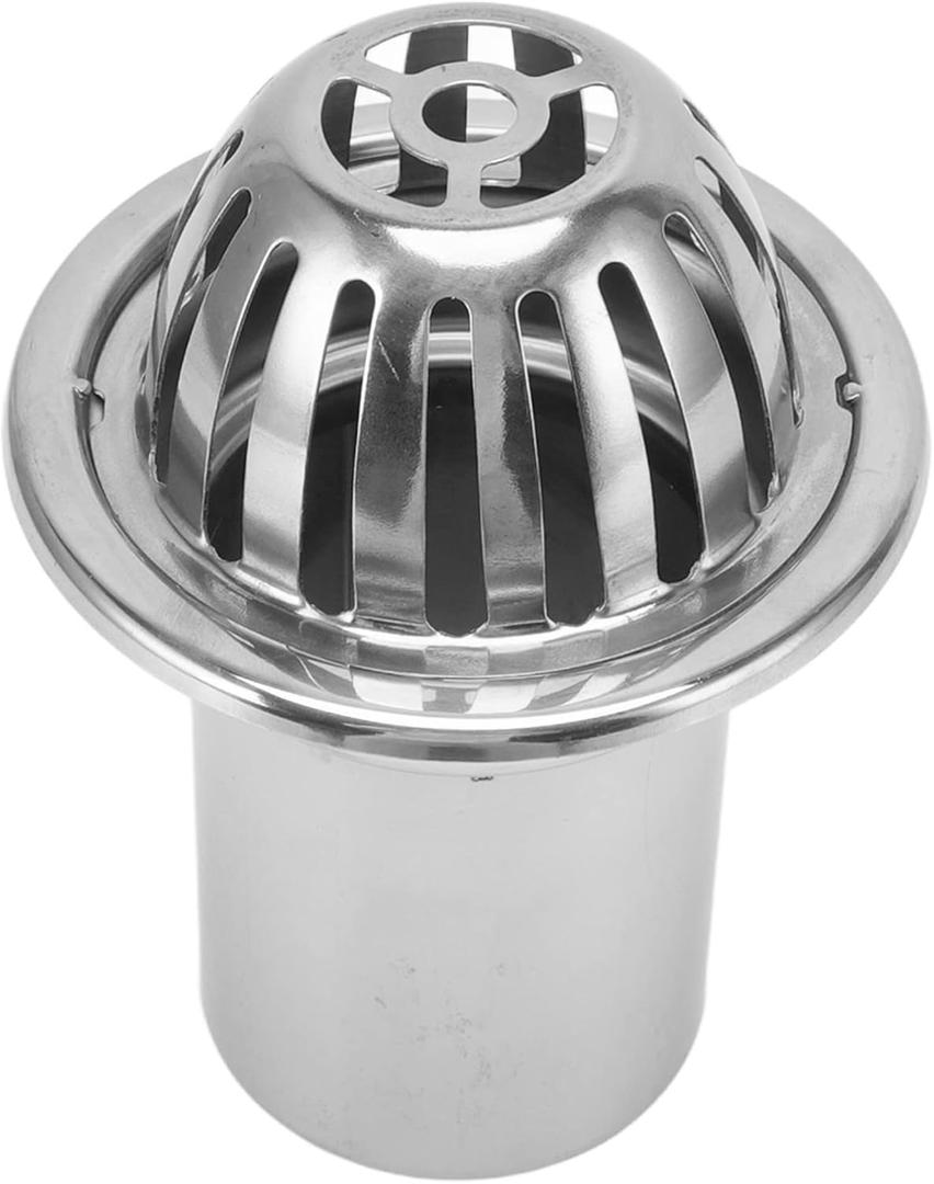 Dome Floor Drain Cover, Roof Floor Drain Stainless Steel Non Blocking Balcony Outdoor Rain Bucket Drainage Parts (4inch)