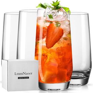 Highball Glasses Set of 4 (18 Ounce), Lead-Free Crystal Tall Drinking Glasses for Water, Cocktail & Beverage