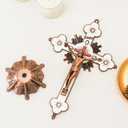 Calculs Metal Jesus Crucifix Table Cross for Home Dcor Accents - Catholic Cross for Christian Prayers Jerusalem 8" Copper