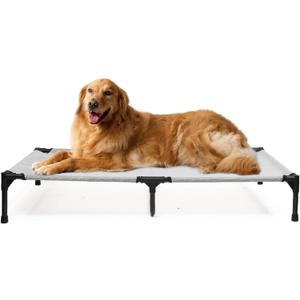 Elevated Dog Bed XL, Extra Large Raised Dogs Cot with Washable Mesh & Non Slip Feet, Pet Hammock Beds Off Ground, Dog Trampoline Bed Outdoor, Grey
