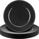 Gerrii 12 Pcs Metallic Bead Charger Plates 13 Inch Plastic Round Plates Bulk Wedding Beaded Chargers for Table Party Event Decoration (Black)