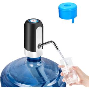 5 Gallon Water Dispenser, USB Charging Water Dispenser Pump Automatic Drinking Water Jug Dispenser for Universal 2-5 Gallon Office Camping Kitchen (Black)