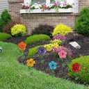 hogardeck Garden Decor for Outside, Set of 6 Metal Flowers Decorative Garden Stakes for Spring Decor, Yard Art Garden Decorations for Outdoor Lawn Porch Pathway Patio (Multi-Color)