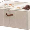 StorageWorks Shoe Organizer for Closet, Fits up to 24 Pairs, Shoe Cubby Storage Containers with Adjustable Dividers and Clear Cover, Taupe (Large)