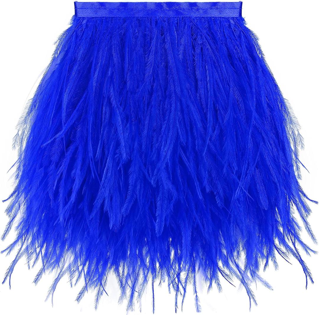 Soarer Blue Ostrich Feather Trim - 2Yards 5-7inch Feathers Fringe for DIY Sewing Clothing, Jewelry, Latin Dress, WeddingHome Party(Royal Blue)