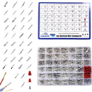 540Pcs 39 Type Car Electrical Wire Terminal Pin Connector Kit 0.6/1.2/1.5/1.8/2/2.2/2.3/2.5/2.8/3.5/4.8mm Wire Terminal Pin Removal Male Female Crimp Pins Non-Insulated Plug