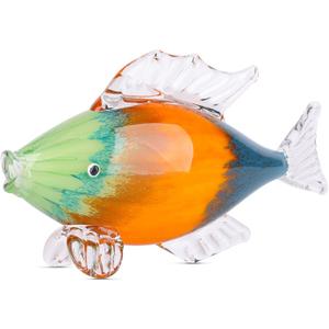 LCCCK Large Glass Fish Statue, Hand Blown Glass Sea Life Figurines, Coastal Decor for Home,Tropical Fish Ornaments Collectible Figurines, Coffee Table, Shelf, Office, Bathroom Decoration Nautical Art