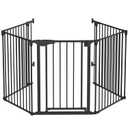 Bonnlo 134 Inches Wide Configurable Baby Gate, Fireplace Safety Fence/Guard, Adjustable 5-Panel Metal Play Yard for Toddler/Pet/Dog, Christmas Tree Fence, Includes 4 Pack of Wall Mounts, Black