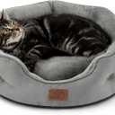 Bedsure Dog Beds for Small Dogs - Round Cat Beds for Indoor Cats, Washable Pet Bed for Puppy and Kitten with Slip-Resistant Bottom, 20 Inches, Grey