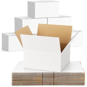 40-Pack-Small-Shipping-Boxes-8x8x4, Corrugated-Cardboard-Boxes-for-Packaging-Small-Business, White-Boxes-Mailers
