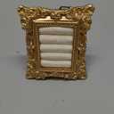 Liliaafar Vintage Ring Holder Rectangle Gold Ring Wedding Display Suede Jewelry Box Stand Frame Earring Tray Anniversary Engagement Baroque Organizer Photograph Prop for Women Birthday Christmas Gift