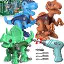 Laradola Dinosaur Toys for 3 4 5 6 7 8 Year Old Boys, Take Apart Dinosaur Toys for Kids 3-5 5-7 STEM Construction Building Kids Toy with Electric Drill, Party Christmas Birthday Gifts Boys Girls (Deluxe Green)