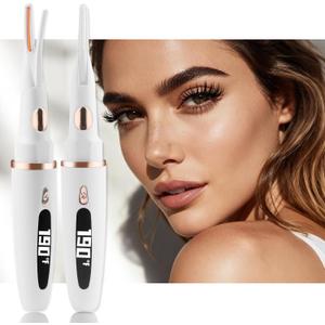 Heated Eyelash Curlers - 2 in 1 Clip- Type Electric lash Curler Best Seller 5S Heating Eyelash Curler LED Display 3 Temp Settings for Makeup Tools USB Rechargeable Natural Curling-White 023