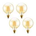 Helloify G25 Amber Glass Globe Decorative Dimmable Vintage LED Edison Bulb, 60W Equivalent, High Brightness Filament Lamp for Makeup Mirror, Pendant, Bathroom, Warm White 2500K, Antique Style, 4 Pack