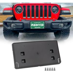 Original Front License Plate Bumper Mounting Bracket Fit for 2018-2023 Jeep Wrangler JL JLU & Jeep Gladiator JT Rubicon Steel Bumper, Replace 68295610AA CH1068150