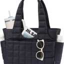 LOVEVOOK Tote Bag for Women, Lightweight Puffer Tote Bag with Compartments Quilted Shoulder Bag for Travel Work Teacher Nurse, Medium