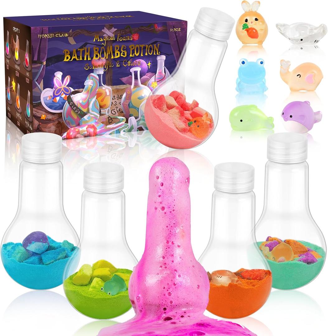 Bath Bombs for Kids, 6 Pack Bath Bomb Magic Potions, Organic Bath Bombs, Bath Bomb with Surprise Toys Inside,Perfect Birthday, Halloween, Or Christmas Gift for Boys and Girls (Pink)